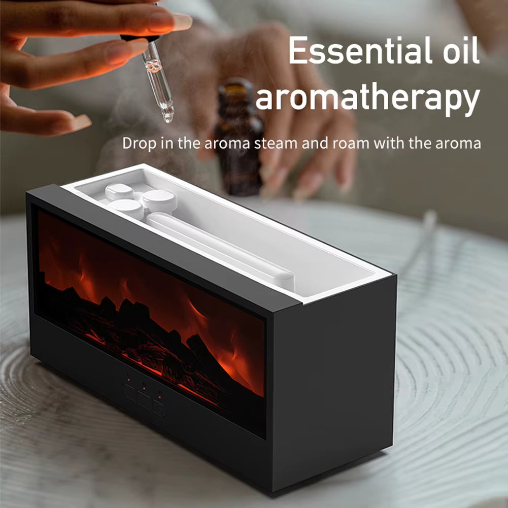 New Creative Fireplace Aroma Diffuser 150Ml Waterless Auto-Off Colorful Flame Air Humidifier with Remote for Home Bedroom Gift