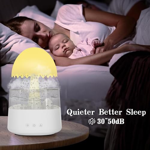 RainMush™ (Mushroom Air Humidifier Rain Cloud Night Light Smell Distributor Relax Aromatherapy Lamp Calming Water Drops Sounds Diffuser)