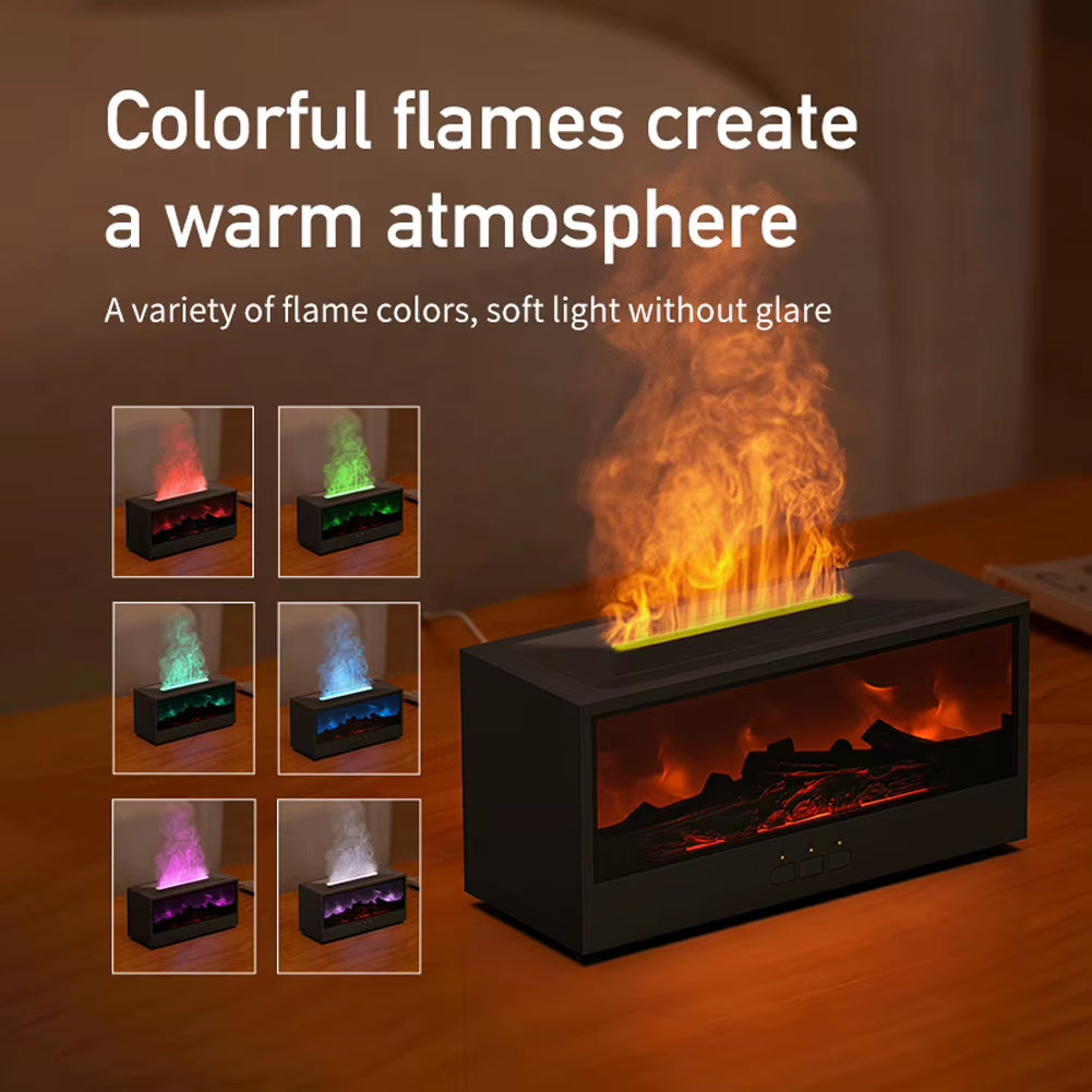 New Creative Fireplace Aroma Diffuser 150Ml Waterless Auto-Off Colorful Flame Air Humidifier with Remote for Home Bedroom Gift