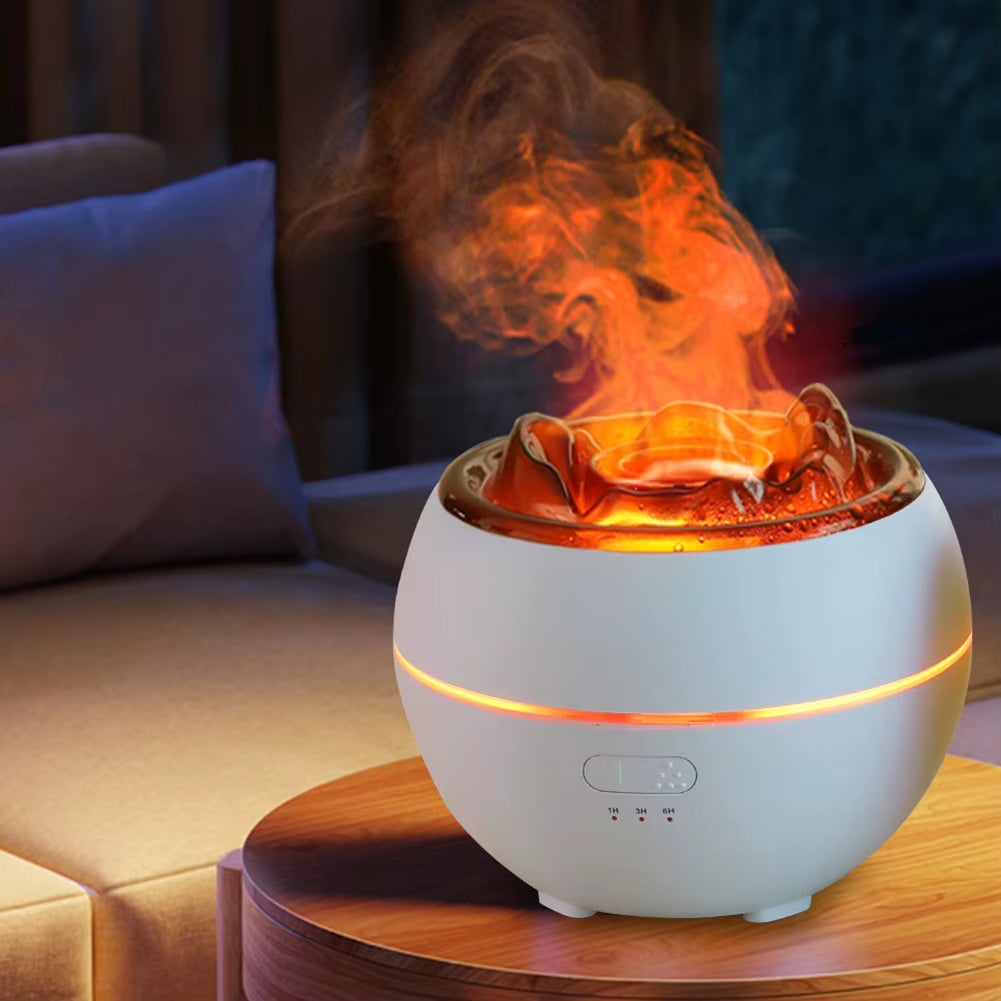 Flame Volcano Air Humidifier USB Aroma Diffuser Essential Oils Diffuser Ultrasonic Fogger Sprayer Night Light for Home Office