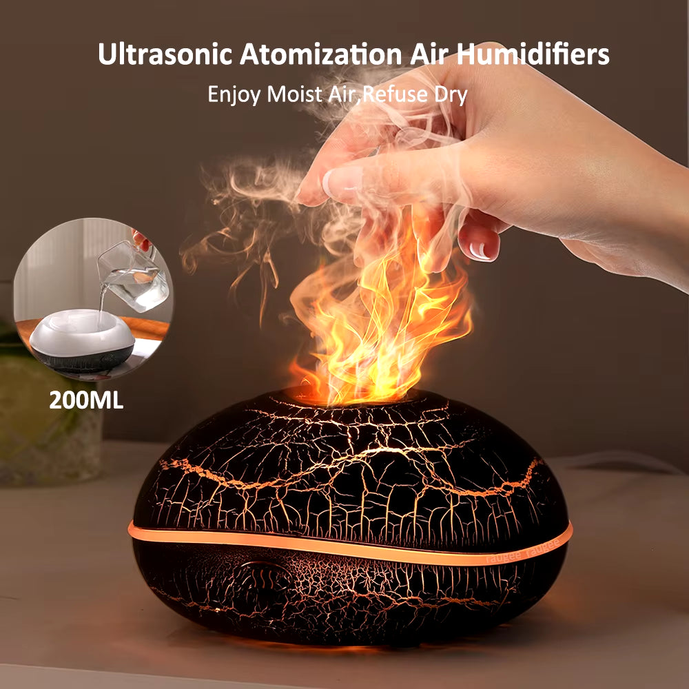 Aroma Humidifier Flame Essential Oil Diffuser Ultrasonic Aromatherapy Air Humidifier Home Mini Fragrance Diffuser with LED Light