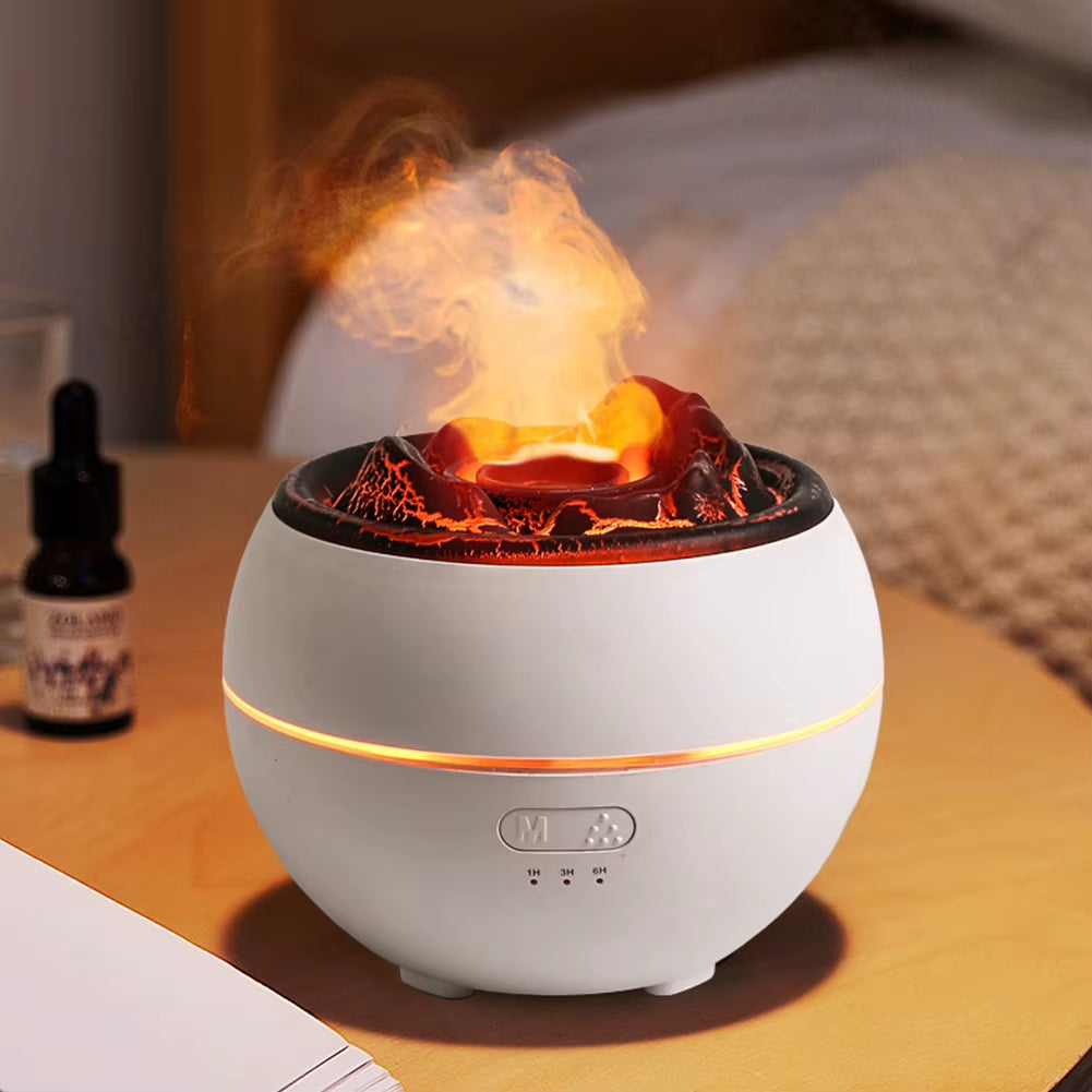 Flame Volcano Air Humidifier USB Aroma Diffuser Essential Oils Diffuser Ultrasonic Fogger Sprayer Night Light for Home Office