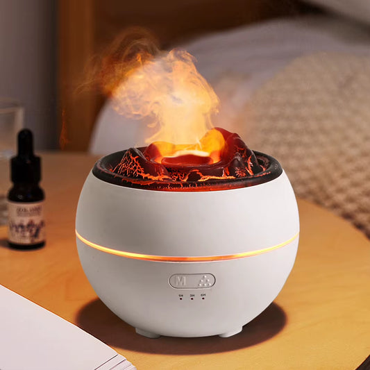 Flame Volcano Air Humidifier USB Aroma Diffuser Essential Oils Diffuser Ultrasonic Fogger Sprayer Night Light for Home Office