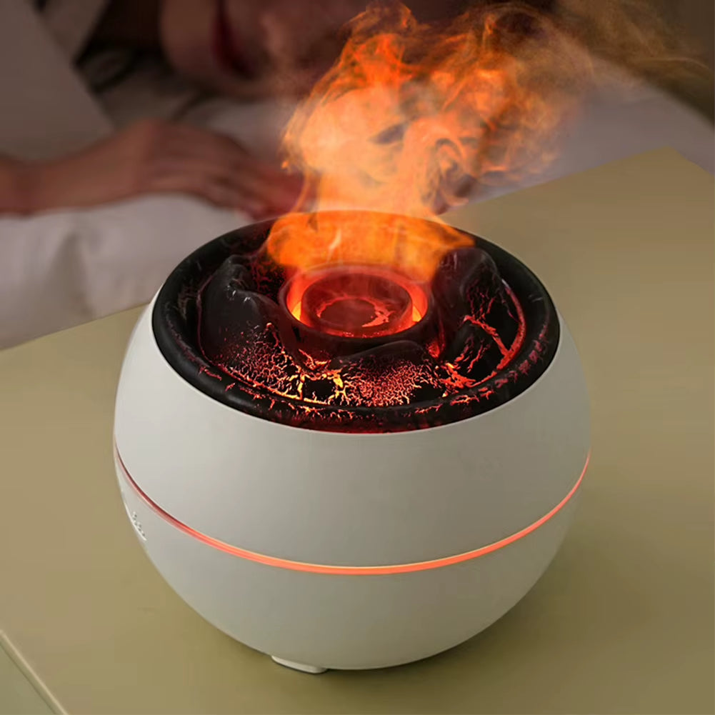 Flame Volcano Air Humidifier USB Aroma Diffuser Essential Oils Diffuser Ultrasonic Fogger Sprayer Night Light for Home Office