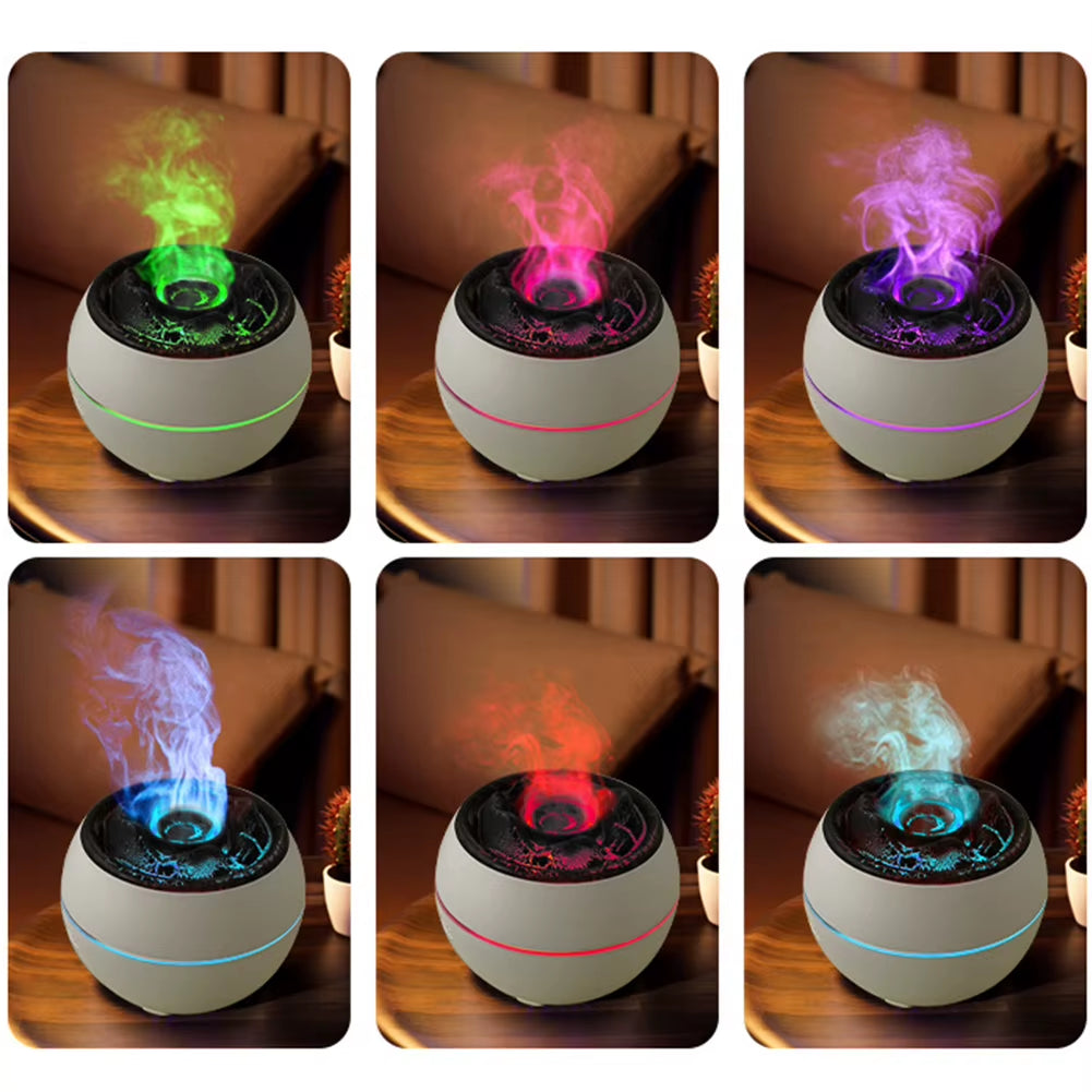 Flame Volcano Air Humidifier USB Aroma Diffuser Essential Oils Diffuser Ultrasonic Fogger Sprayer Night Light for Home Office